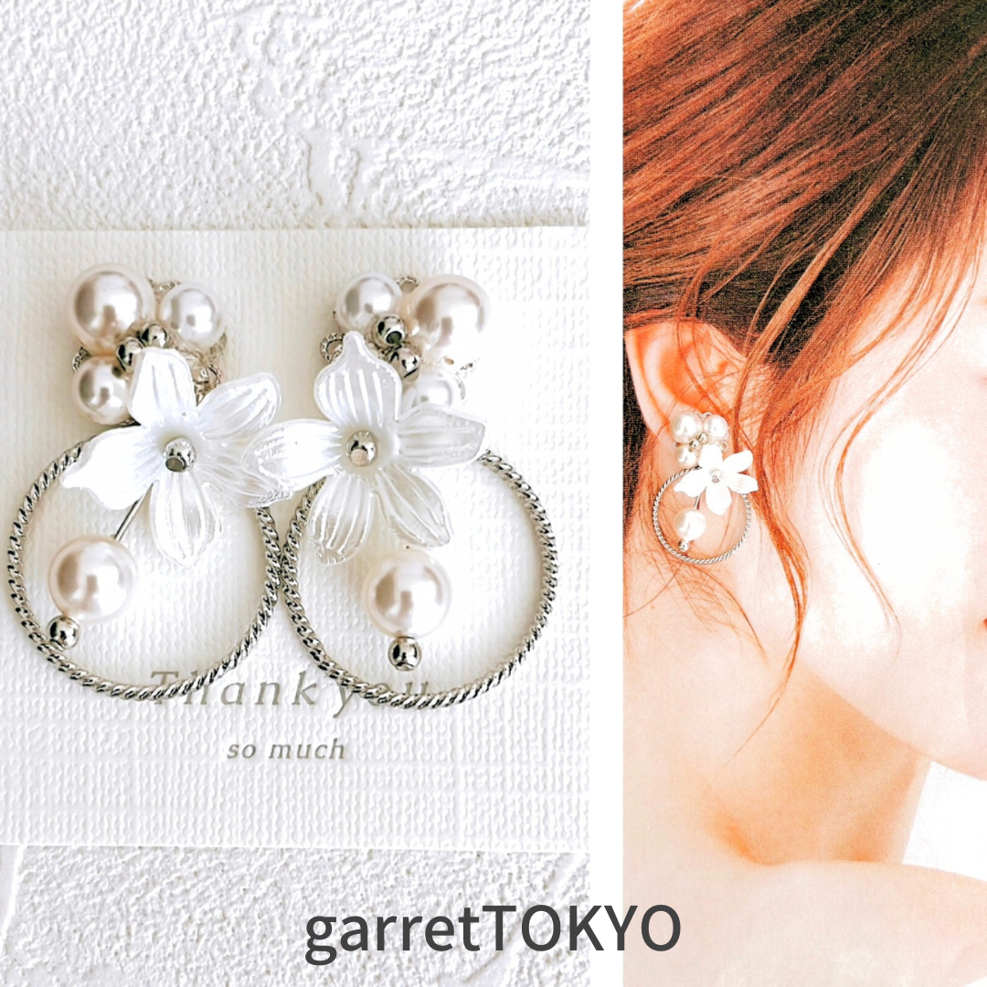 一番の贈り物 お花 2wayイヤリング【アクセサリー】 【もんじろう】シルバー 小ぶり イヤリング・ノンホールピアス