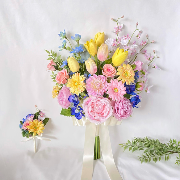 バレエコアアーティフィシャルフラワー造花ウェディングブーケチューリップ