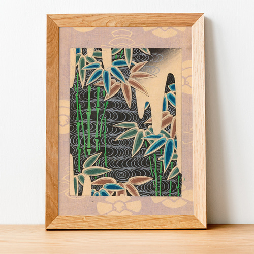 「屋」brand 「菊水」 日本伝統絵画 A4サイズ インテリア 直筆 竹と流水の日本画インテリアポスター☆お正月風流和室和モダン浮世絵和