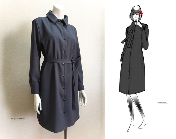 MHL ドライコットンリネンワンピース　グレー MHL. DRY COTTON LINEN ONE-PIECE 024GRAY 〔レディース〕 MHL