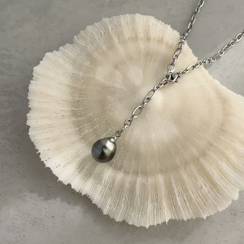 黒蝶真珠 タヒチパール 一粒 ネックレス 金アレ 【937】 ネックレス  