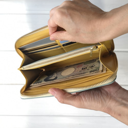 【仕切り有りモデル】収納力重視！長財布〈TORON〉Royal blueロイヤルブルー　クロコ型押し 10枚目の画像