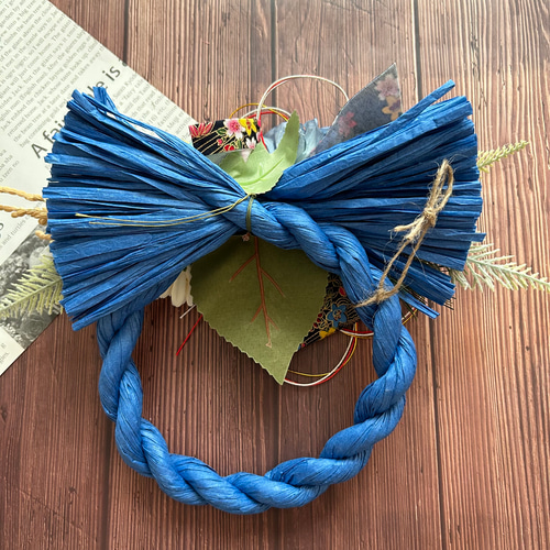 No.4 カラーしめ縄リース2025 ハンドメイドお正月飾り玄関リース