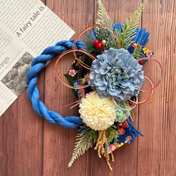 【12/1迄】Non画面 しめ縄リース ハンドメイド No.4 カラーしめ縄リース2025 ハンドメイドお正月飾り玄関リース