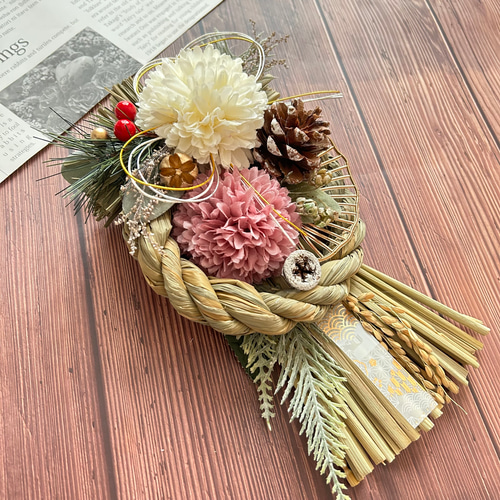 お正月飾り＊しめ縄リース＊即日発送 No.7 い草のナチュラルしめ縄リース2025 ハンドメイドお正月飾り玄関