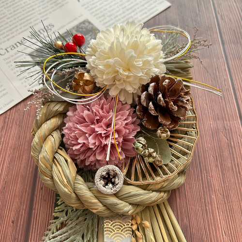 No.7 い草のナチュラルしめ縄リース2025 ハンドメイドお正月飾り玄関