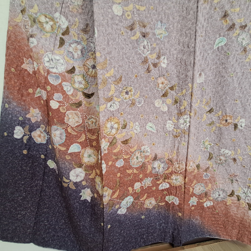 ワンタッチ着物 くらわん着物 正絹付け下げ訪問着リメイク くすみ藤色