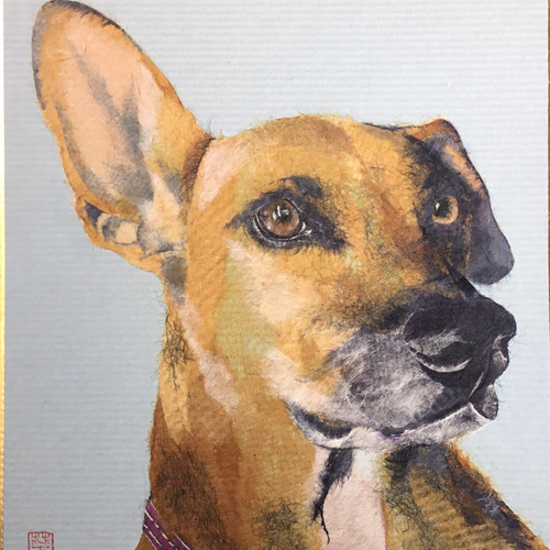 ハンドメイドちぎり絵 それゆけ 犬 和紙