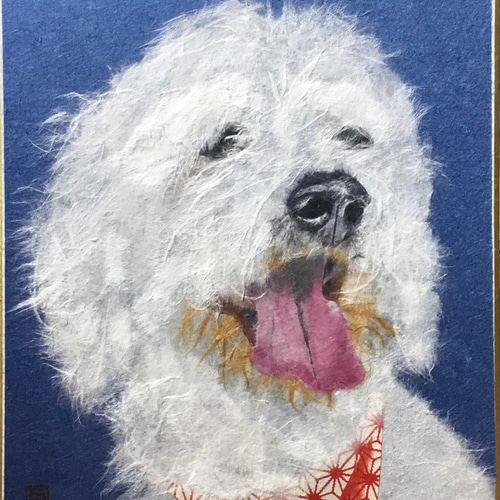 【本日特価】 和紙ちぎり絵 切り ペットポートレート（オーダーメイド）肖像画 絵画