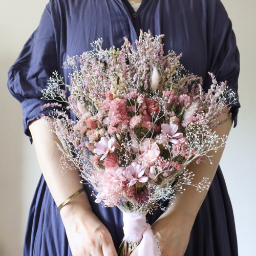 ドライフラワースワッグ スターチス ピンク ウェディングブーケ ドライ