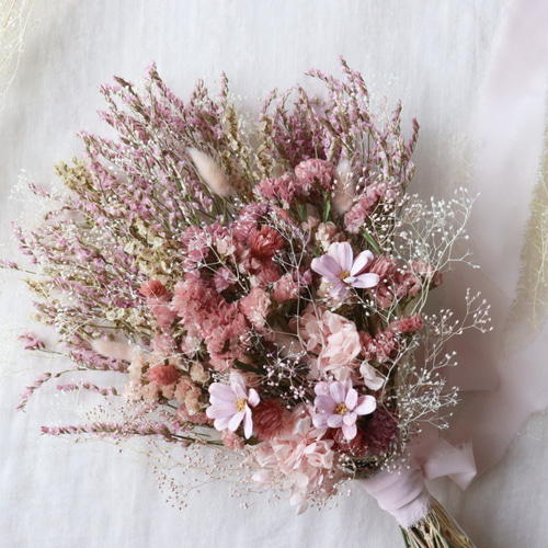 ドライフラワースワッグ スターチス ピンク ウェディングブーケ ドライ