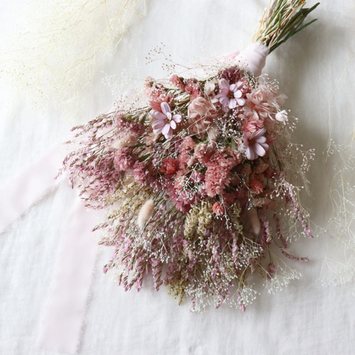 2.スターチススワッグ ドライフラワースワッグ スターチス ピンク ウェディングブーケ