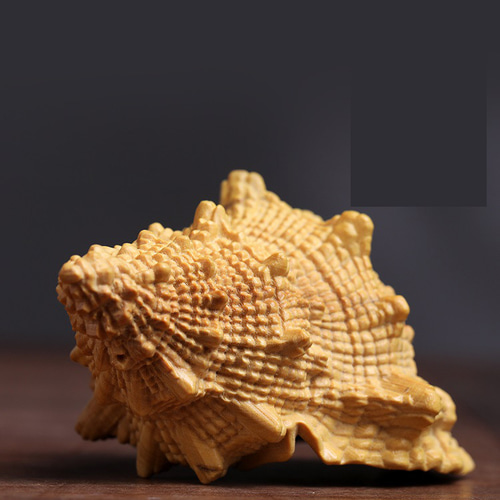 天然黄楊木 ソリッドウッド 木彫りのサザエ 永遠の愛を象徴する 置物