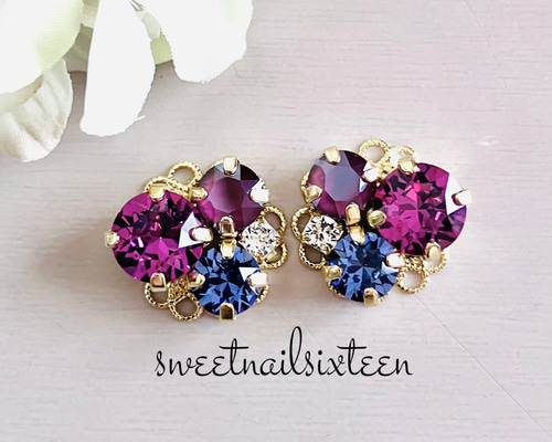 /極美品/スワロフスキー ブラック ビーズアクセ ピアス 3 ピアス レディース チタン製ポスト スワロフスキー 小粒 金属