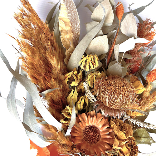 パンパスグラスの秋色ドライフラワースワッグ パンパスグラス お月見スワッグ early Autumn ドライフラワー秋色