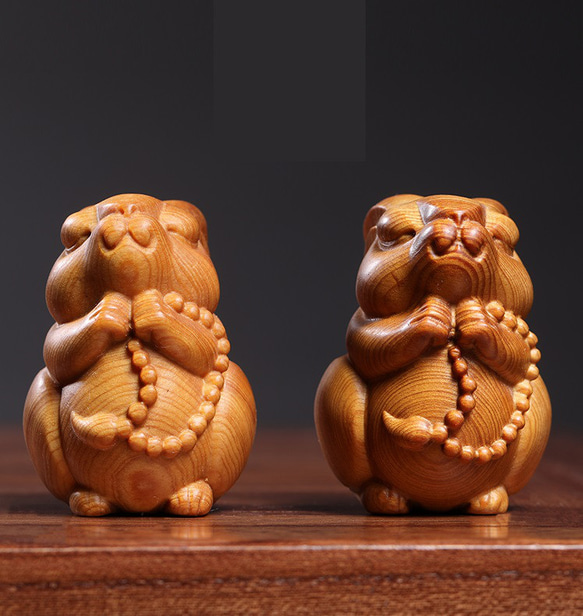 手彫り木製カエル置物（柏木） 手彫り木製カエル置物（柏木） 手彫り