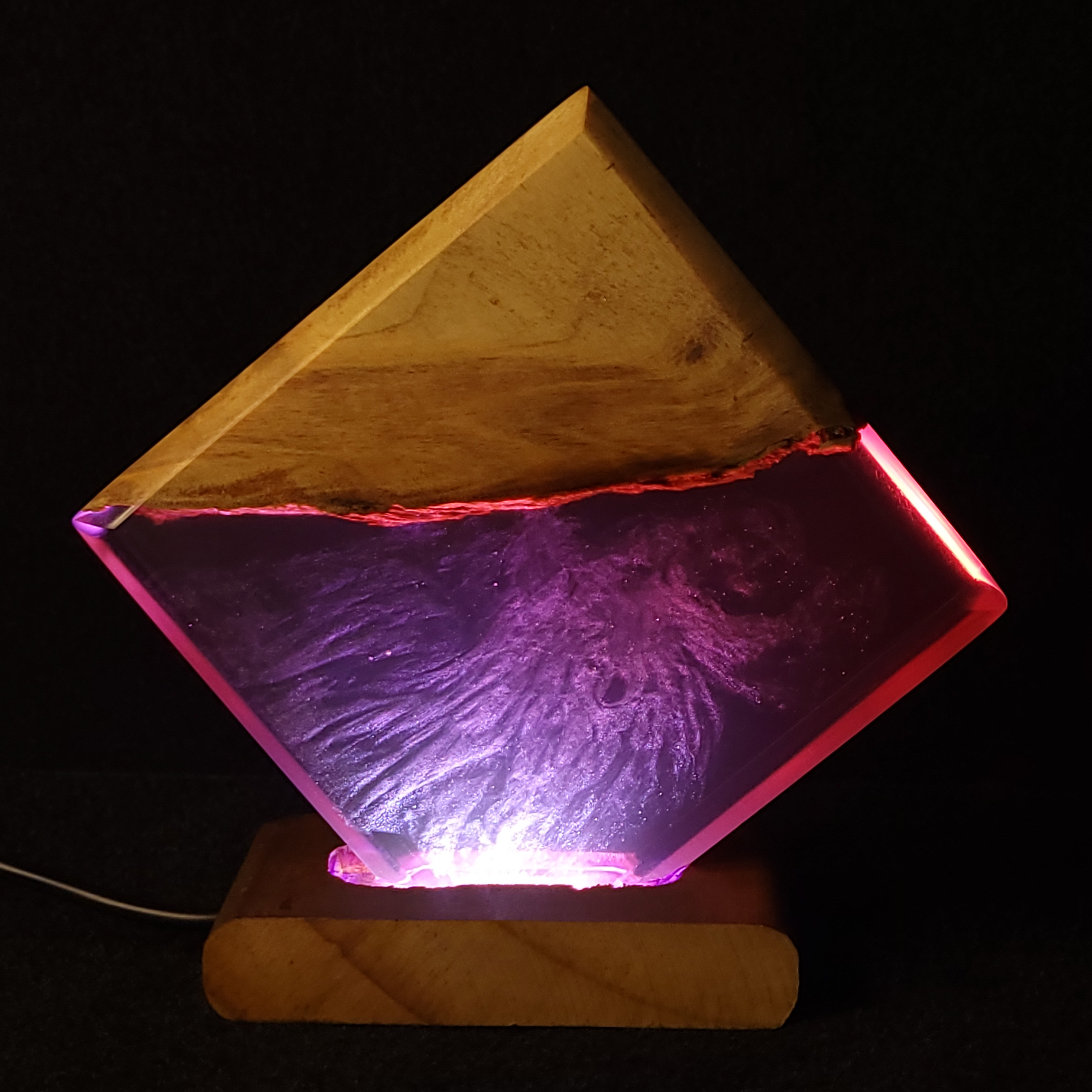 ウッドレジンナイトランプ スクエア型 №125