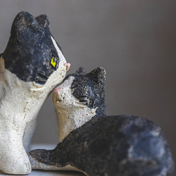 二匹のハチワレ猫【猫_925】 立体・オブジェ 深尾竜騎 通販 18219668