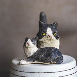 二匹のハチワレ猫【猫_925】 立体・オブジェ 深尾竜騎 通販 18219668