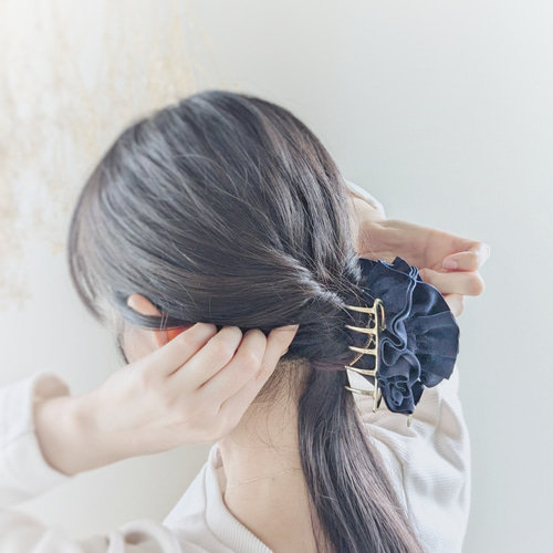 7.5cm/本革♡スエード 大人のためのシュシュバンスクリップ ロー