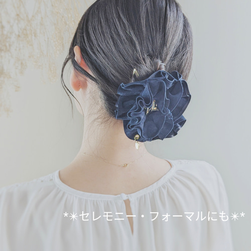 7.5cm/本革♡スエード 大人のためのシュシュバンスクリップ ロー