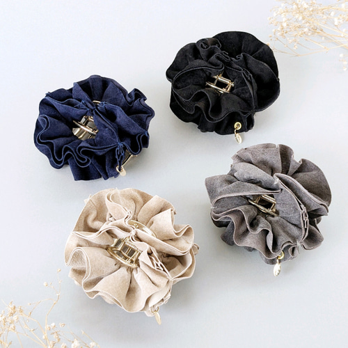 7.5cm/本革♡スエード 大人のためのシュシュバンスクリップ ロー