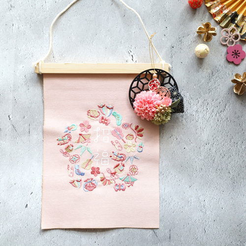 現品限り】お正月ミニタペストリー☆TAKARA尽くし☆No.112 お正月飾り