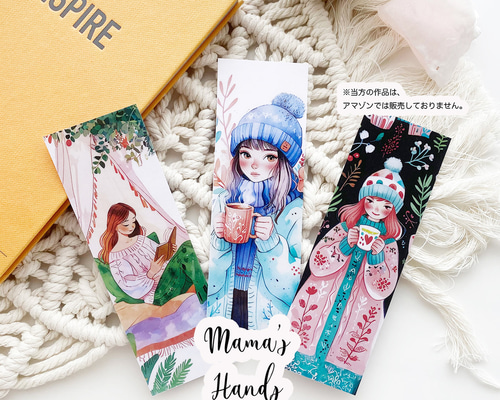 しおり 3枚》☘️可愛い コーヒーと女の子 読書 イラスト アート