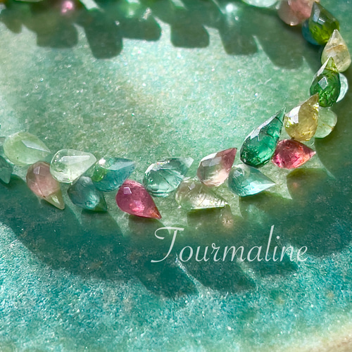 14kgf＊トルマリンの花冠ブレスレット＊バイカラートルマリン  