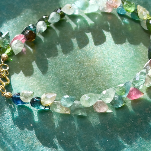 14kgf＊トルマリンの花冠ブレスレット＊バイカラートルマリン