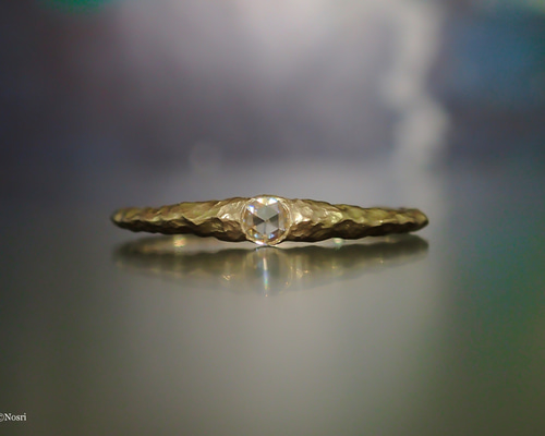 ローズカットのトリートモスグリーンダイヤモンドK10シルバーリング11号 ローズカットのトリートモスグリーンダイヤモンドK10シルバーリング11号