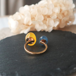 天然石イエローカルセドニーとカイヤナイトのフォークリング　金アレ対応 6枚目の画像