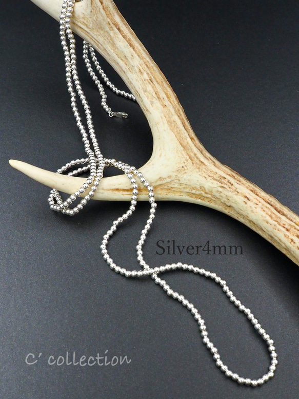 ナバホ ビーズ パール シルバー silver 925 ネックレス 燻銀 47 Silver925ナバホパールビーズネックレス ネックレス・ペンダント