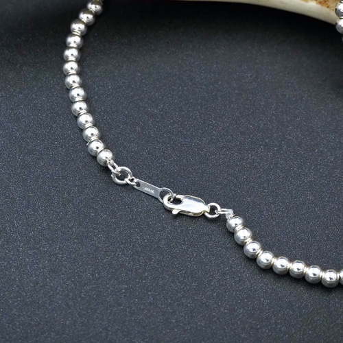 オーダーメイド ナバホパール シルバービーズネックレス 3~4mm