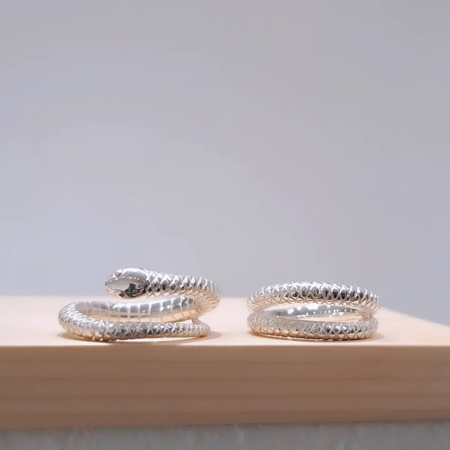 【 蛇の指輪 2本セット 】蛇指輪 太め蛇 蛇リング 蛇アクセサリー シルバー蛇  縁起物  ヘビ 縁起 京都