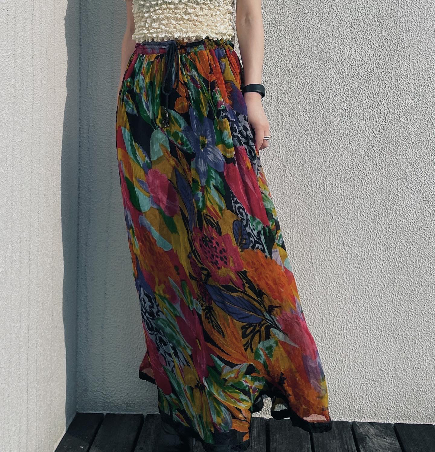 vintage floral pleated skirt