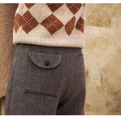 おしゃれ度アップ　ウール混ショートパンツ　ヘリンボーン柄　ポケット付き【春秋】ブラウン系 6枚目の画像