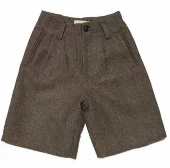 おしゃれ度アップ　ウール混ショートパンツ　ヘリンボーン柄　ポケット付き【春秋】ブラウン系 8枚目の画像