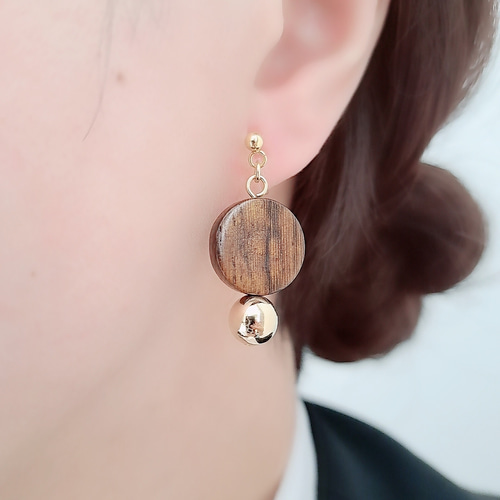 再　フリンジ　ピアス　茶色　イヤリング　ハンドメイド　ブラウン　ネイティブ　春 melodyoga_e-s50