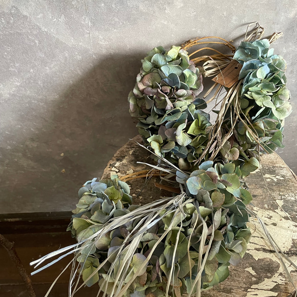 紫陽花リース◇紫陽花◇◇ハーフリース アンティークアジサイのハーフ