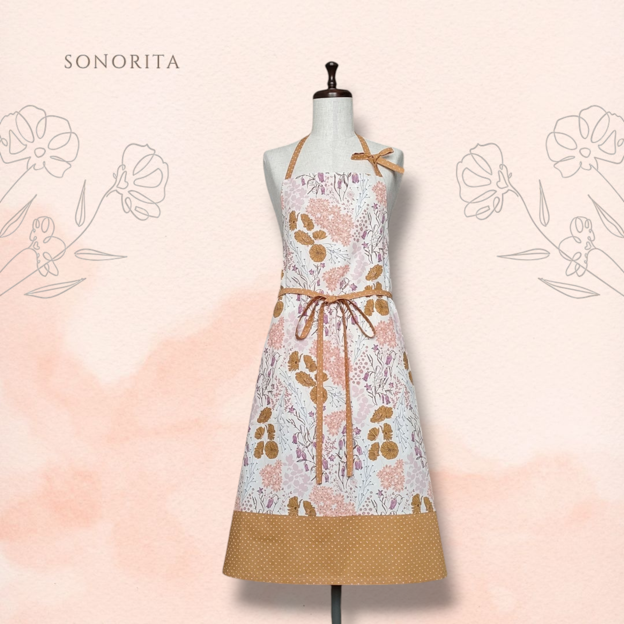 花物語り ボタニカル プリント　エプロン