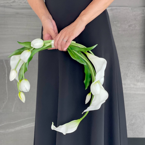 バレリーナ ウェディングブーケ ブートニア付き 胡蝶蘭バレリーナブーケ♪ウェディングブーケ ブートニア付き ブーケ