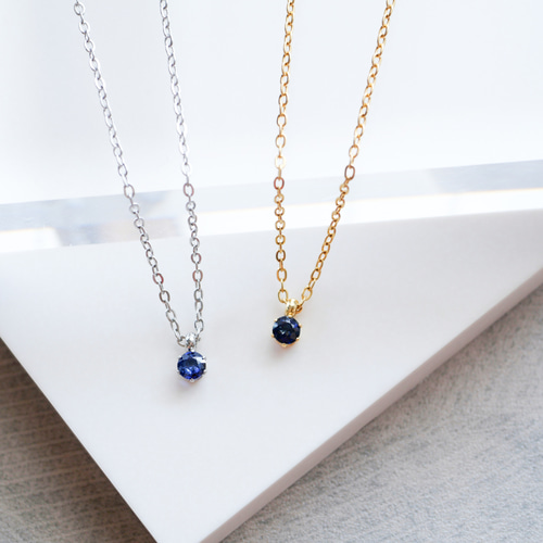 ブルーサファイアネックレス 小粒サイズ 付けっぱなしOK 9月誕生石