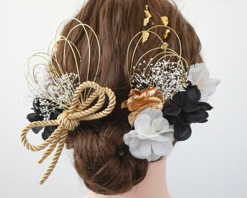 プチレッド♡金箔付♡髪飾り ヘッドドレス 前撮り 成人式 卒業式 七五三 プチレッド♡金箔付♡髪飾り ヘッドドレス 前撮り 成人式 卒業式