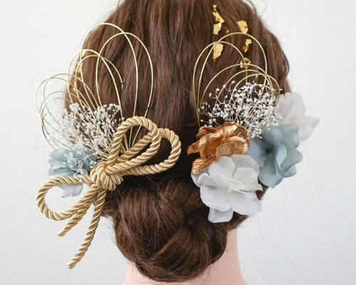 送料無料・翌日発送》髪飾り/ヘッドドレス/成人式/卒業式/結婚式/金箔