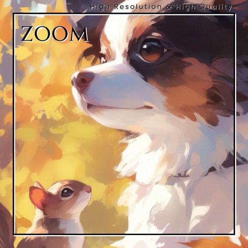 ✨【原画】『庭園でダンス』（絵画　パステル画　パピヨン　植物画　動物画　犬の絵） パピヨン犬とビーチのスケッチ No.3】海・犬の絵・犬のイラスト