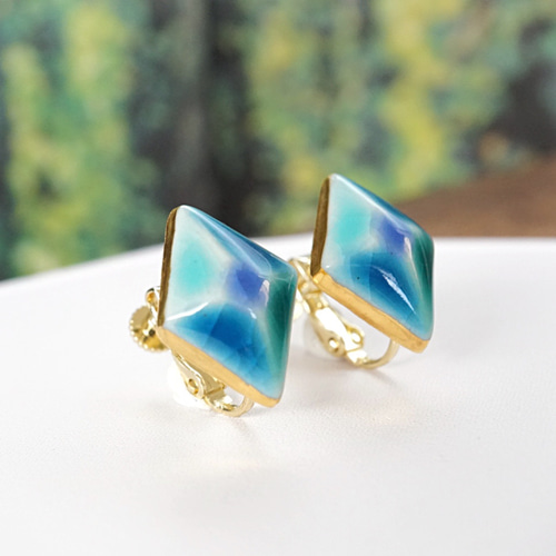 彩光の宝石 [color 夜の森]/ 〈九谷焼〉ピアス・イヤリング イヤリング