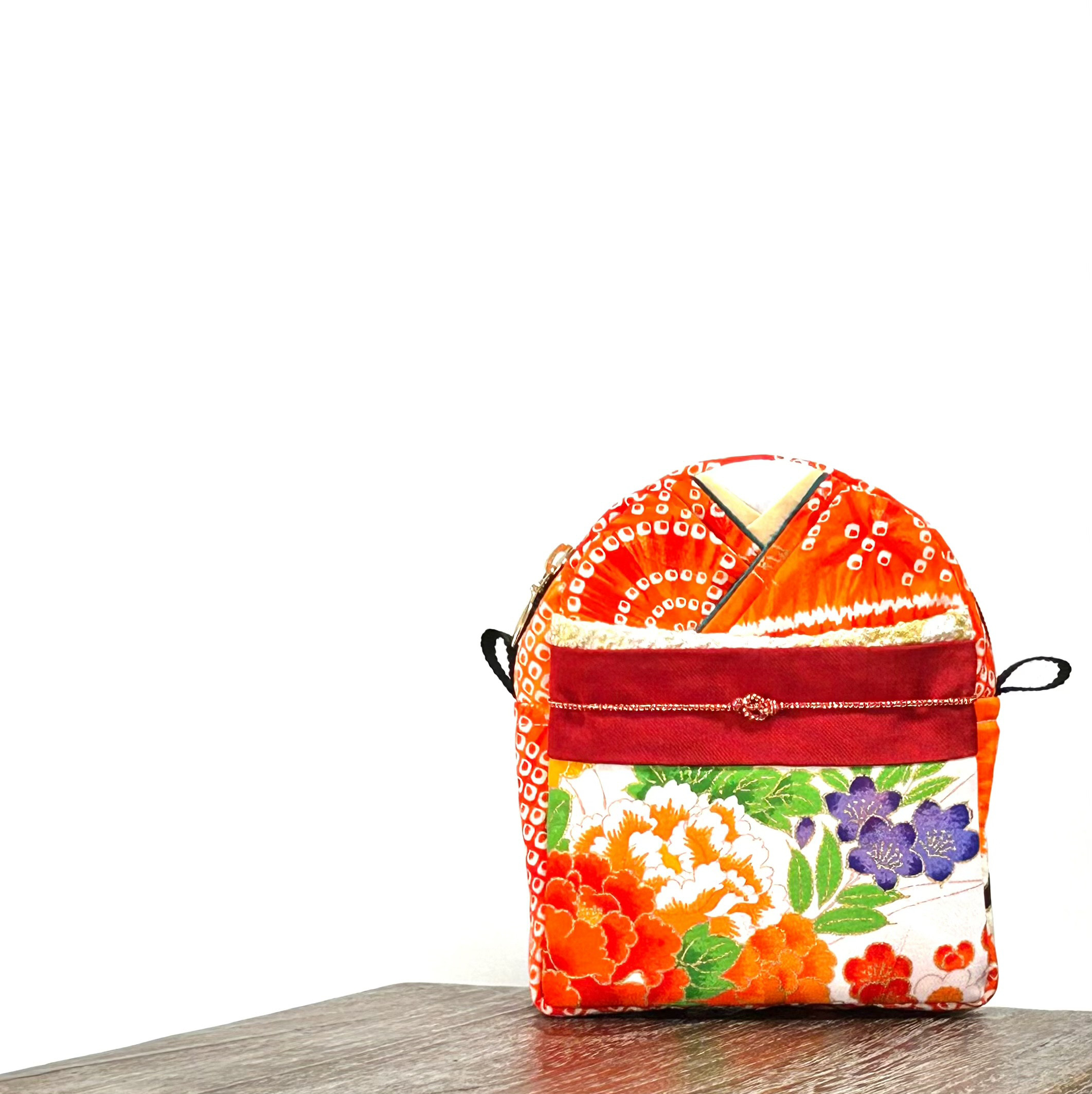 〈一点もの〉きものポーチ（リュック型/綿入り）KP-Bc-L-004/キーループ有り