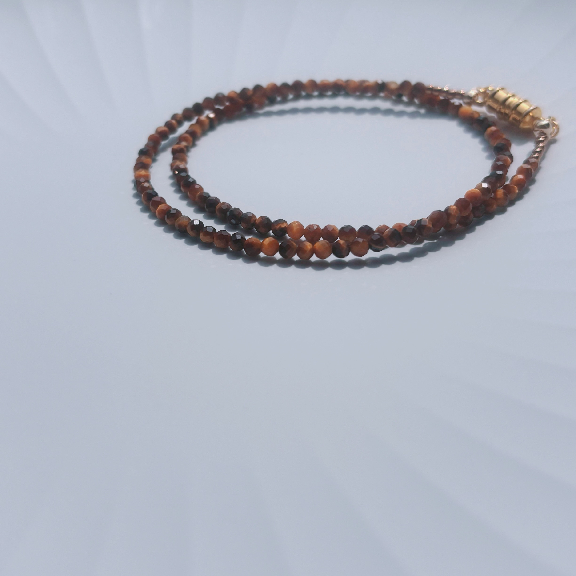 【極シンプル！シリーズ】【天然石deお守りチョーカーネックレス】タイガーアイ　虎目石