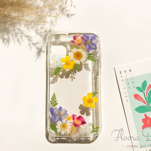 押し花iPhoneケース 押し花スマホケース 押し花ケース 34@ 押し花